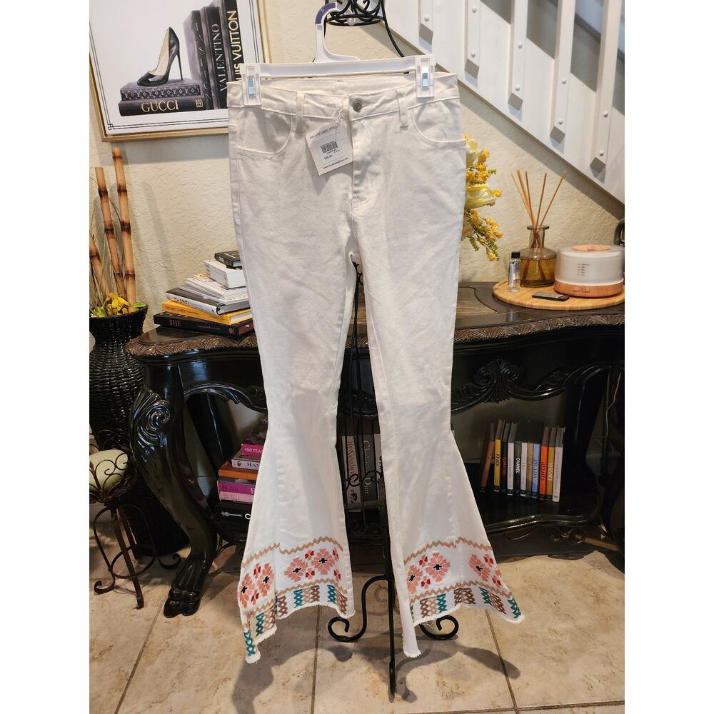 Saints & Hearts Embroidered Bell Bottoms size M NEW - Picture 2 of 7